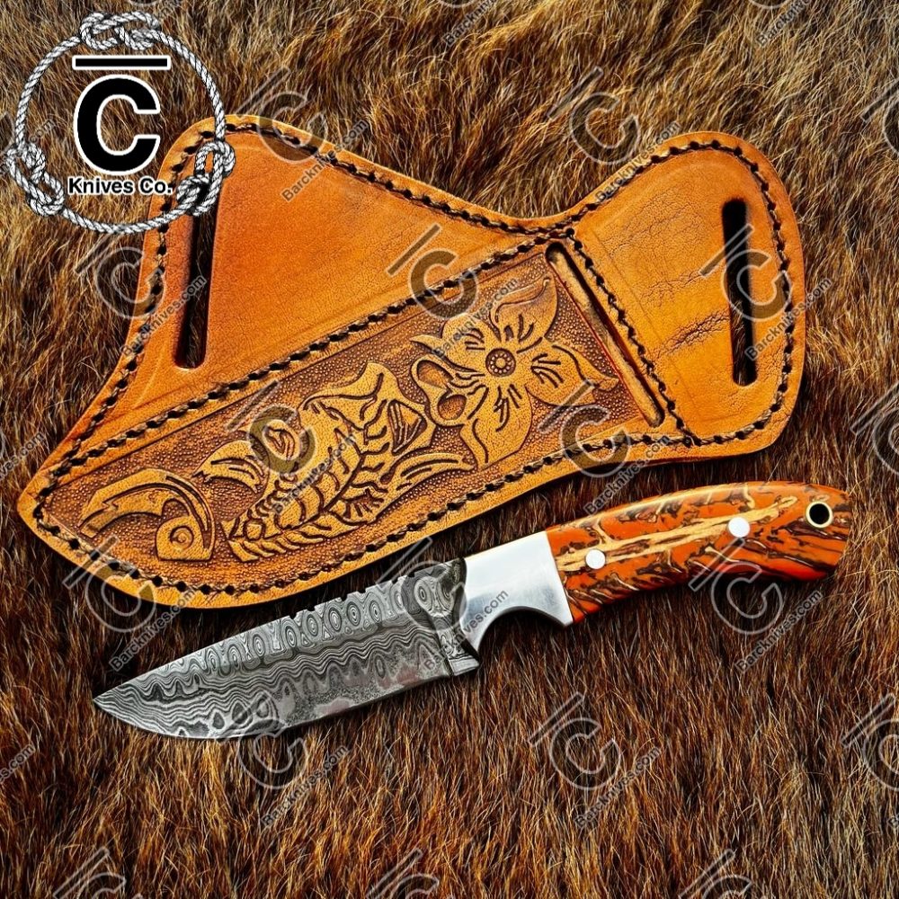 Handmade Damascus steel skinner